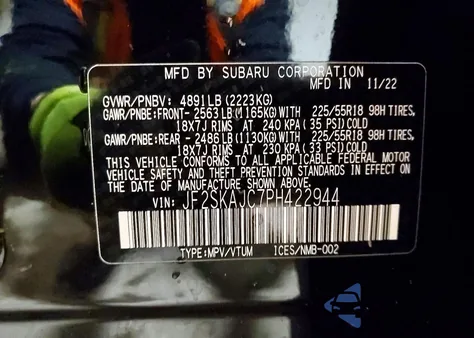 2023 Subaru Forester Sport z USA, uszkodzony, nr VIN JF2SKAJC7PH422944